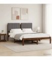 vidaXL Bed Frame with Upholstered Headboard Dark Brown and Light Grey — Size: 120 x 190 cm