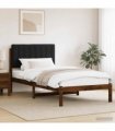 vidaXL Bed Frame with Upholstered Headboard Dark Brown and Black — Size: 90 x 190 cm