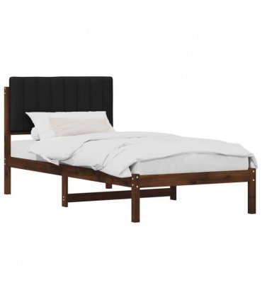 vidaXL Bed Frame with Upholstered Headboard Dark Brown and Black — Size: 90 x 190 cm