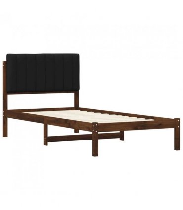 vidaXL Bed Frame with Upholstered Headboard Dark Brown and Black — Size: 90 x 190 cm