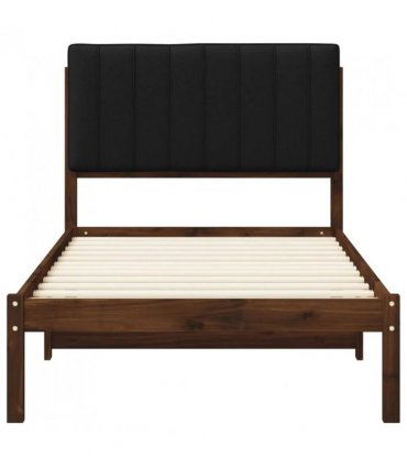 vidaXL Bed Frame with Upholstered Headboard Dark Brown and Black — Size: 90 x 190 cm