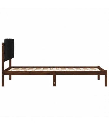 vidaXL Bed Frame with Upholstered Headboard Dark Brown and Black — Size: 90 x 190 cm