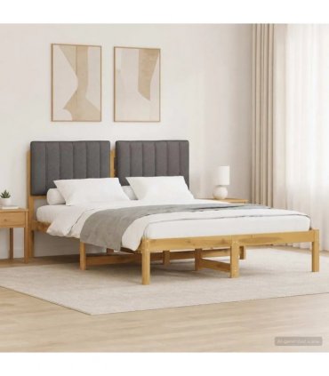 vidaXL Bed Frame with Upholstered Headboard Whitewash and Light Grey — Size: 120 x 200 cm