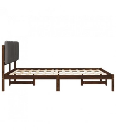 vidaXL Bed Frame with Upholstered Headboard Dark Brown and Light Grey — Size: 140 x 190 cm