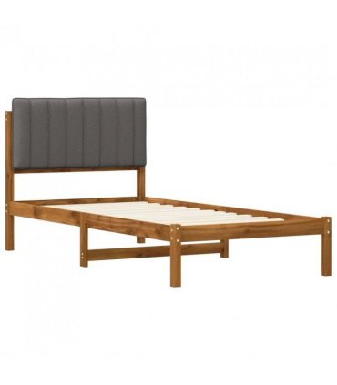 vidaXL Bed Frame with Upholstered Headboard Natural and Light Grey — Size: 90 x 200 cm — V0672361004