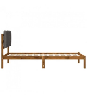 vidaXL Bed Frame with Upholstered Headboard Natural and Light Grey — Size: 90 x 200 cm — V0672361004