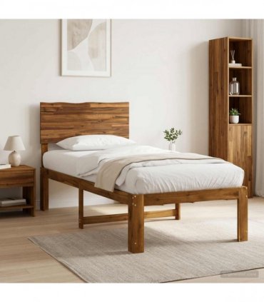 vidaXL Single Bed Frame with Headboard ROSTOCK Natural 90 x 190 cm
