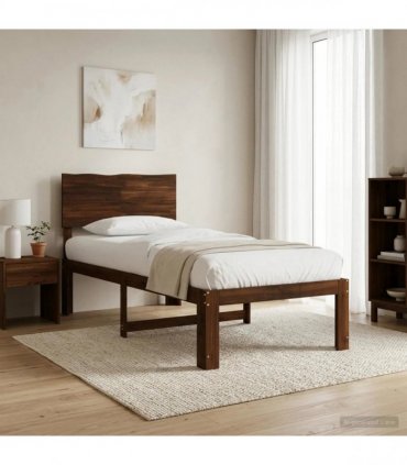 vidaXL Single Bed Frame with Headboard ROSTOCK Dark Brown 90 x 190 cm