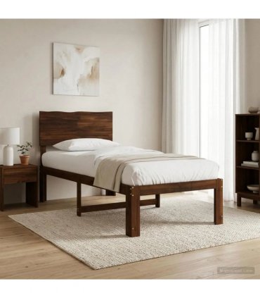 vidaXL Single Bed Frame with Headboard ROSTOCK Dark Brown 90 x 190 cm