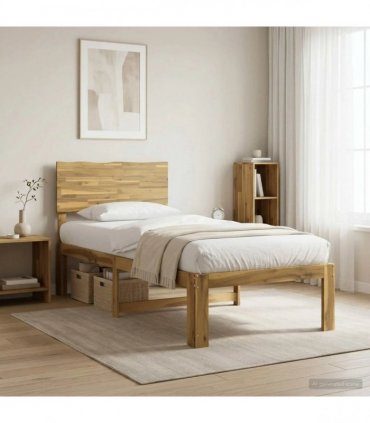 vidaXL Single Bed Frame with Headboard ROSTOCK Whitewash 90 x 190 cm