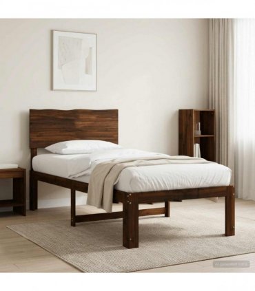 vidaXL Single Bed Frame with Headboard ROSTOCK Dark Brown 90 x 200 cm