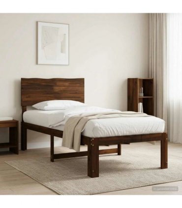 vidaXL Single Bed Frame with Headboard ROSTOCK Dark Brown 90 x 200 cm