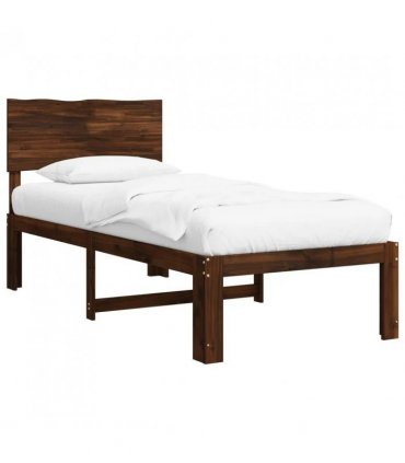 vidaXL Single Bed Frame with Headboard ROSTOCK Dark Brown 90 x 200 cm