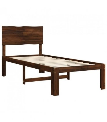 vidaXL Single Bed Frame with Headboard ROSTOCK Dark Brown 90 x 200 cm