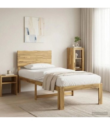 vidaXL Single Bed Frame with Headboard ROSTOCK Whitewash 90 x 200 cm