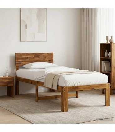 vidaXL Single Bed Frame with Headboard ROSTOCK Natural 90 x 190 cm — V0672361065