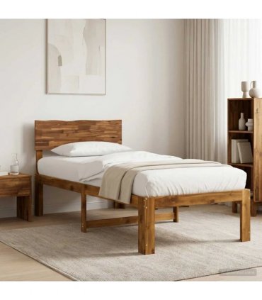 vidaXL Single Bed Frame with Headboard ROSTOCK Natural 90 x 190 cm — V0672361065
