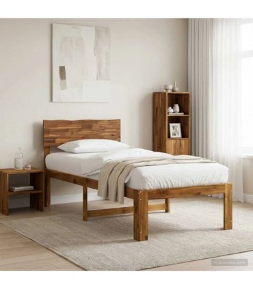 vidaXL Single Bed Frame with Headboard ROSTOCK Natural 90 x 200 cm — V0672361072