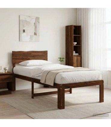 vidaXL Single Bed Frame with Headboard ROSTOCK Dark Brown 90 x 190 cm — V0672361080