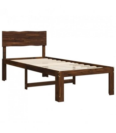 vidaXL Single Bed Frame with Headboard ROSTOCK Dark Brown 90 x 190 cm — V0672361080