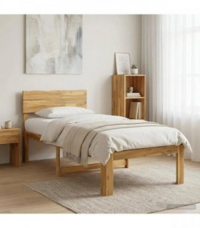 vidaXL Single Bed Frame with Headboard ROSTOCK Whitewash 90 x 190 cm — V0672361086