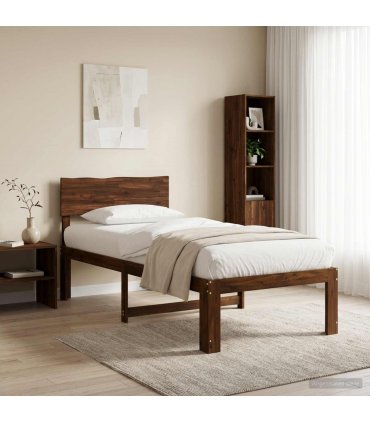 vidaXL Single Bed Frame with Headboard ROSTOCK Dark Brown 90 x 200 cm — V0672361092