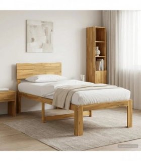 vidaXL Single Bed Frame with Headboard ROSTOCK Whitewash 90 x 200 cm — V0672361093