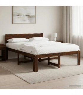 vidaXL Double Bed Frame with Headboard ROSTOCK Dark Brown 120 x 200 cm — V0672361124