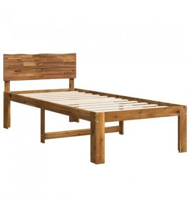 vidaXL Single Bed Frame with Headboard ROSTOCK Natural 90 x 200 cm — V0672361125