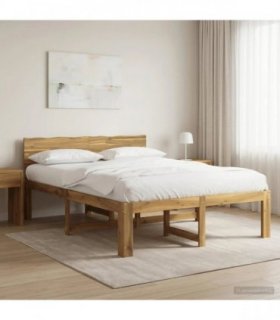 vidaXL Double Bed Frame with Headboard ROSTOCK Whitewash 120 x 190 cm — V0672361126