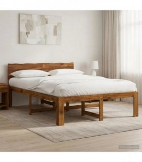 vidaXL Double Bed Frame with Headboard ROSTOCK Natural 120 x 200 cm — V0672361127