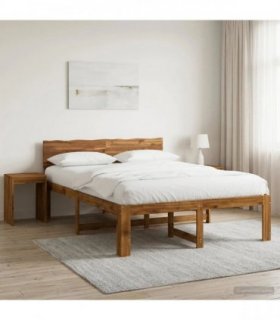 vidaXL Double Bed Frame with Headboard ROSTOCK Natural 120 x 190 cm — V0672361133