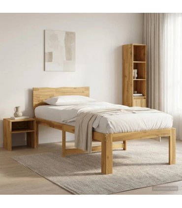 vidaXL Single Bed Frame with Headboard ROSTOCK Whitewash 90 x 200 cm — V0672361134