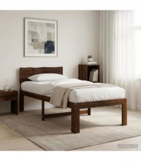 vidaXL Single Bed Frame with Headboard ROSTOCK Dark Brown 90 x 200 cm — V0672361140