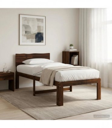 vidaXL Single Bed Frame with Headboard ROSTOCK Dark Brown 90 x 200 cm — V0672361140