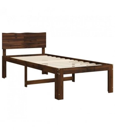 vidaXL Single Bed Frame with Headboard ROSTOCK Dark Brown 90 x 200 cm — V0672361140