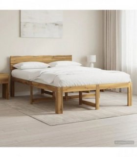 vidaXL Double Bed Frame with Headboard ROSTOCK Whitewash 140 x 200 cm — V0672361142