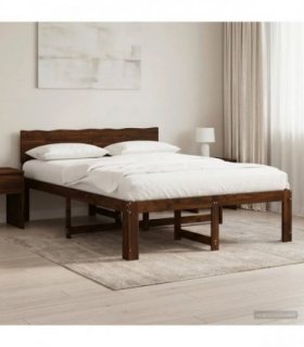vidaXL Double Bed Frame with Headboard ROSTOCK Dark Brown 140 x 190 cm — V0672361143