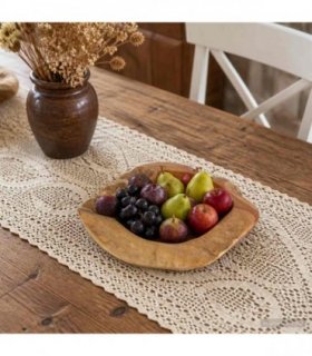 vidaXL Fruit Bowl JEPARA Ø 50 cm Solid Teak Wood Round Teak Brown