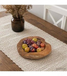 vidaXL Fruit Bowl JEPARA Ø 40 cm Solid Teak Wood Round Teak Brown