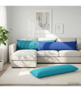 vidaXL Cushion with Pillow HEERLEN 2 pcs Turquoise Polyester — Size: 40 x 145 cm
