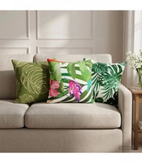 vidaXL Cushion with Pillow HEERLEN 2 pcs Leaf Pattern Polyester — Size: 40 x 40 cm
