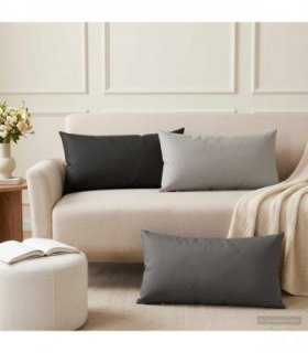 vidaXL Cushion with Pillow HEERLEN 2 pcs Grey Polyester — Size: 40 x 80 cm