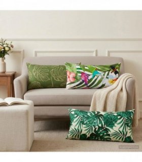 vidaXL Cushion with Pillow HEERLEN 2 pcs Leaf Pattern Polyester — Size: 40 x 80 cm