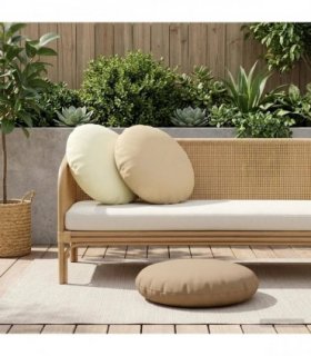 vidaXL Cushion with Pillow HEERLEN 2 pcs Cream Polyester — Size: Ø 50 cm