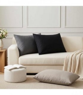 vidaXL Cushion with Pillow HEERLEN 2 pcs Black Polyester — Size: 50 x 80 cm
