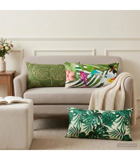 vidaXL Cushion with Pillow HEERLEN 2 pcs Leaf Pattern Polyester — Size: 40 x 70 cm