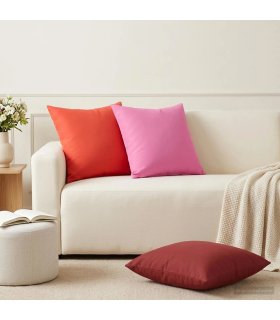 vidaXL Cushion with Pillow HEERLEN 2 pcs Wine Red Polyester — Size: 45 x 45 cm