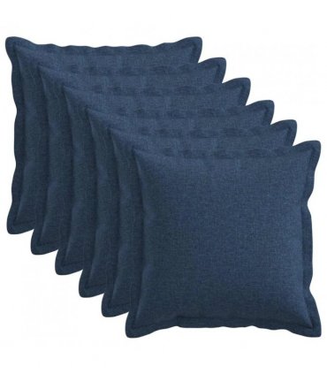vidaXL Cushion with Pillow HOUTEN 6 pcs Blue Faux Linen — Size: 50 x 50 cm