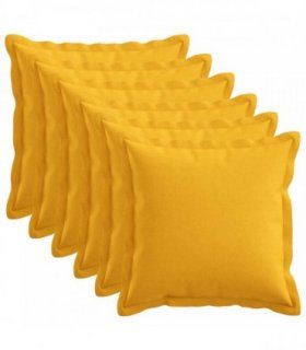 vidaXL Cushion with Pillow HOUTEN 6 pcs Light Yellow Faux Linen — Size: 35 x 35 cm